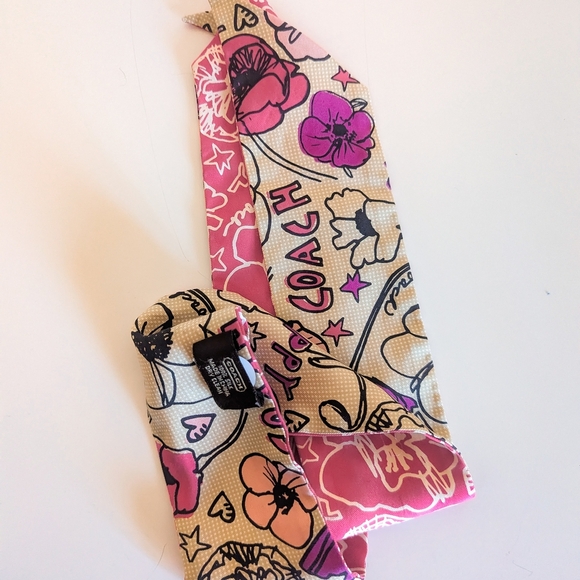 Coach Poppy Pink and Cream Scarf - Picture 1 of 4